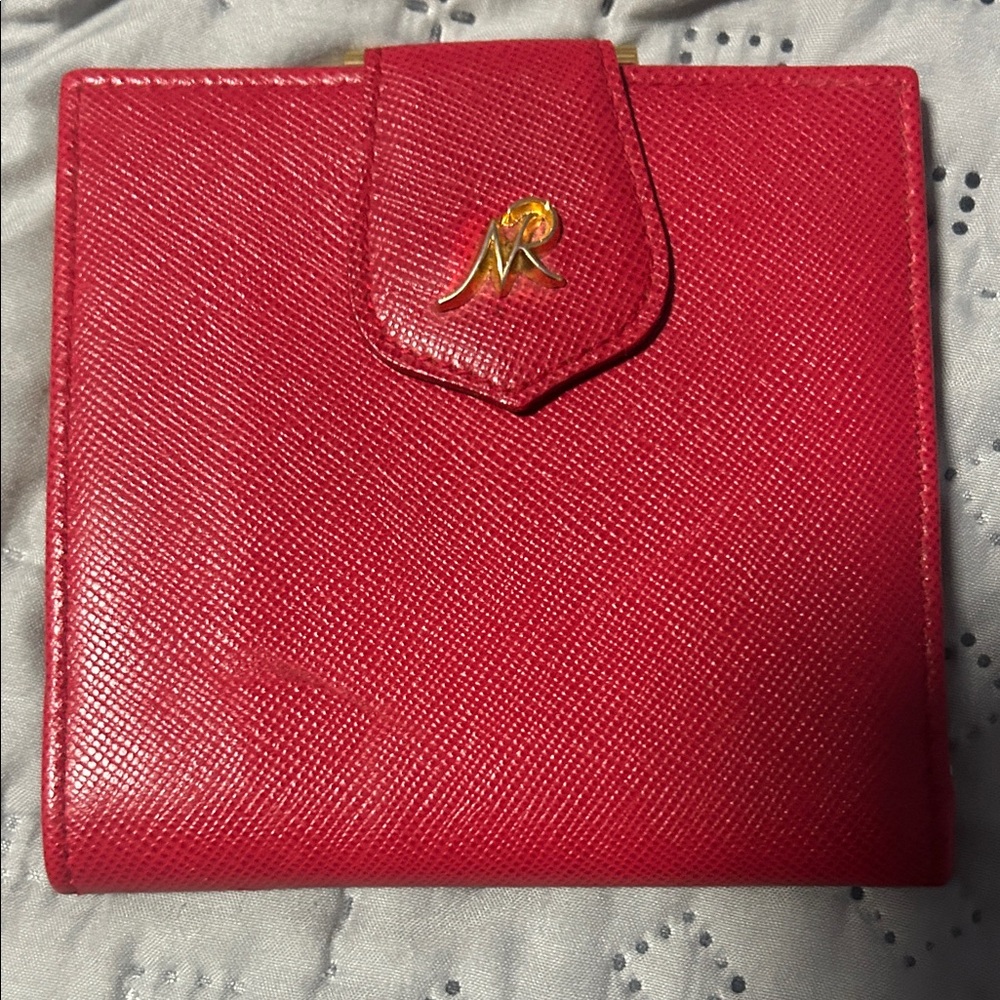 Nina Ricci Red Wallet with Gold Accent